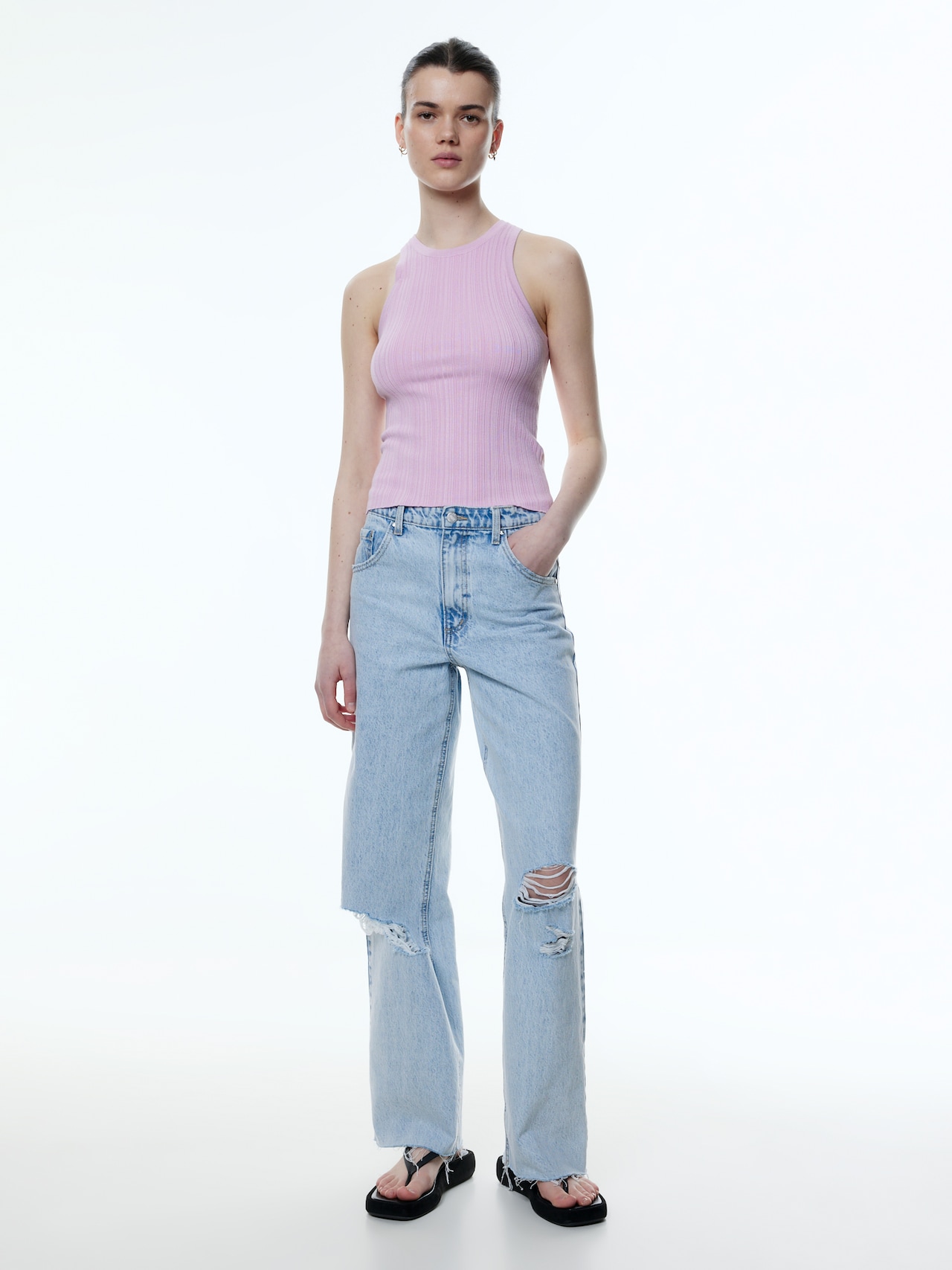 EDITED Gebreide top 'Ondria' Rosa