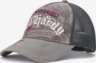 55-60 dydžio Kepurė 'Floral Tattoo City Vintage' iš Ed Hardy, spalva – pilka / antracito spalva / rausvai raudona / balta, Prekių apžvalga