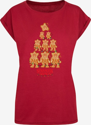ABSOLUTE CULT Shirt 'Stranger Things - Gingerbread' in Rood: voorkant