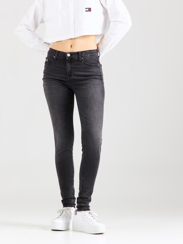 Tommy Jeans Skinny Jeans 'NORA MID RISE SKINNY' in Zwart: voorkant