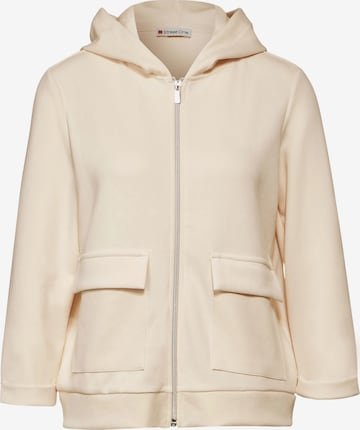 STREET ONE Zip-Up Hoodie in Beige: front