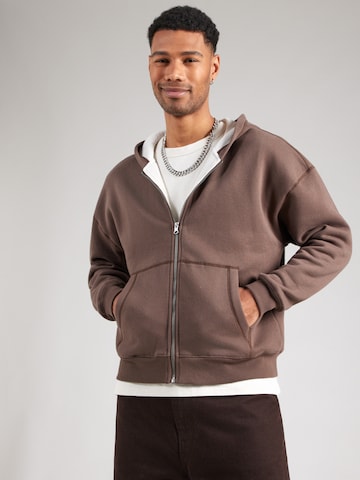 HOLLISTER Zip-Up Hoodie in Brown: front