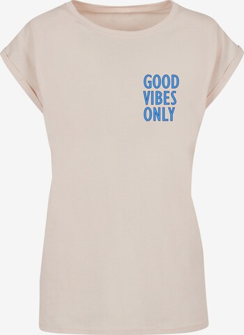 T-shirt 'Good Vibes Only' Merchcode en beige : devant