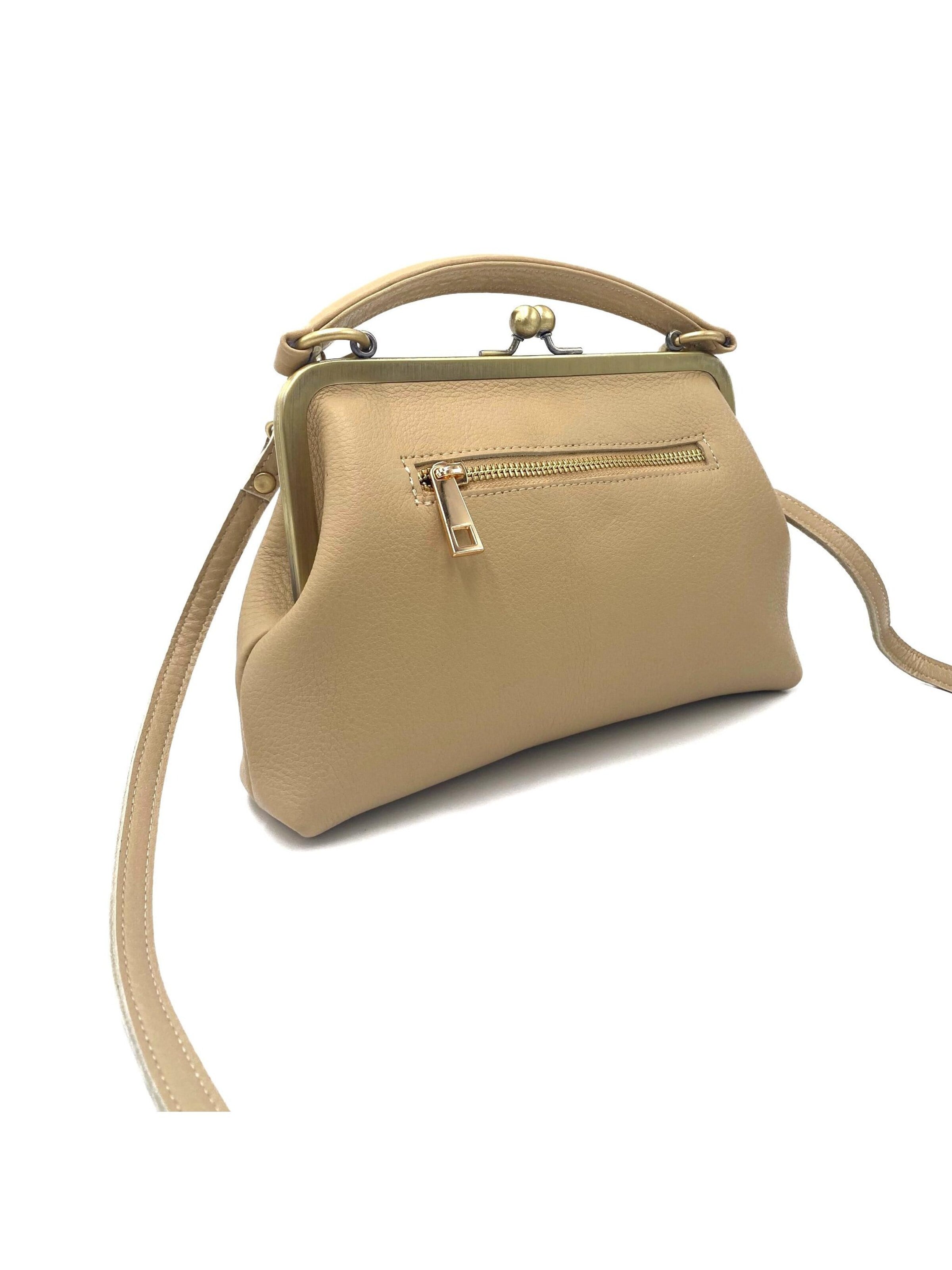 Taschenkinder Handbag 'Kleine Olive – Leder Handtasche & Umhängetasche' in Beige