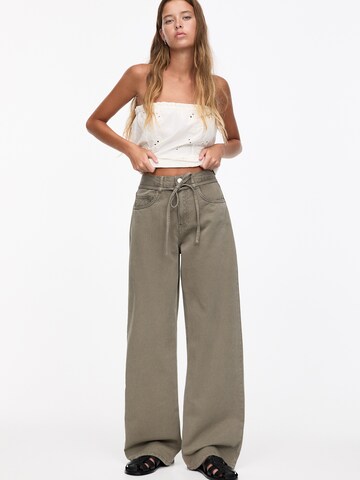 Wide leg Jeans de la Pull&Bear pe verde