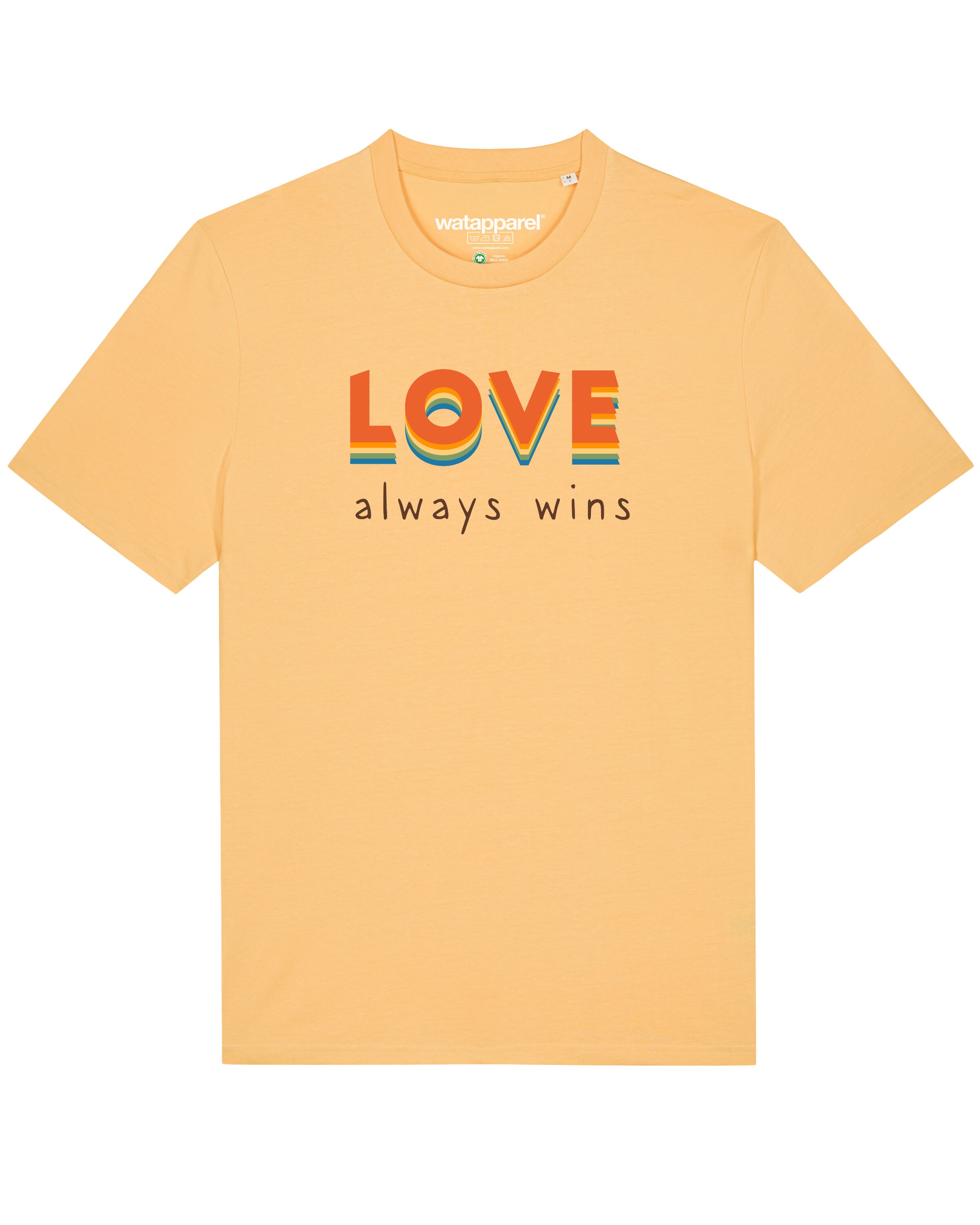 Maglietta ' Love always wins ' di Watapparel in arancione: frontale