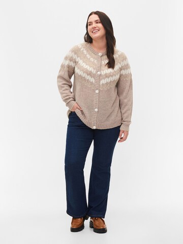 Zizzi Knit Cardigan in Beige