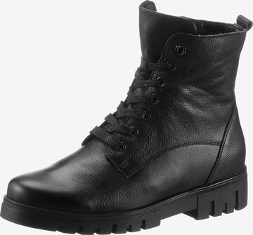 WALDLÄUFER Lace-Up Ankle Boots in Black: front