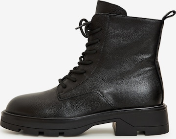 CESARE GASPARI Lace-Up Ankle Boots in Black: front