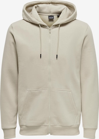 Only & Sons Zip-Up Hoodie 'CERES' in Grey: front