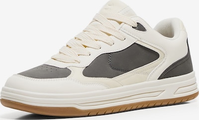 Bershka Trampki niskie w kolorze ecru / antracytowy / białym, Podgląd produktu