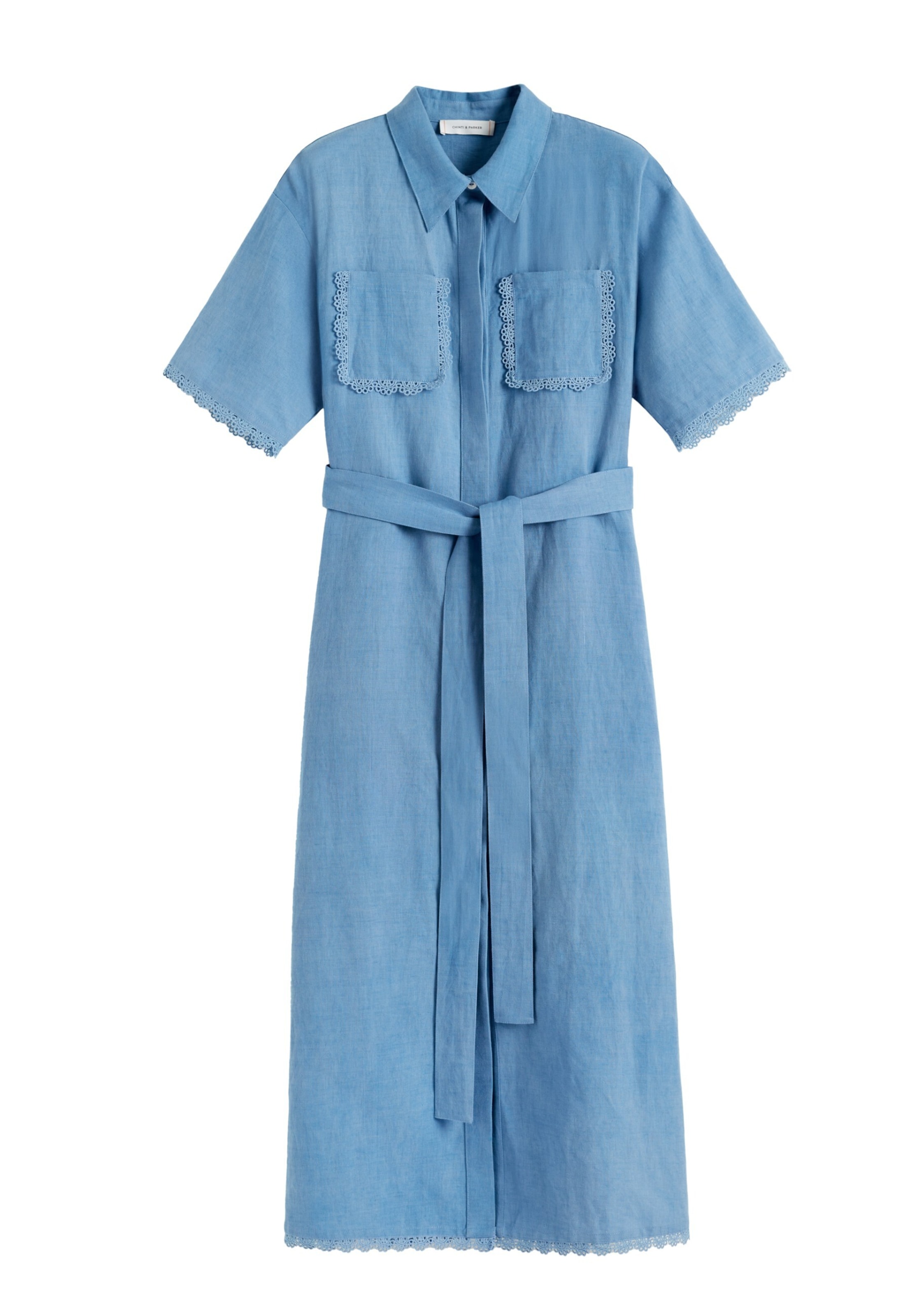 Chinti & Parker - Vestidos camiseiros em azul: frente
