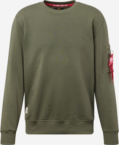 ALPHA INDUSTRIES Sweatshirt in de kleur Olijfgroen / Rood / Wit, Productweergave