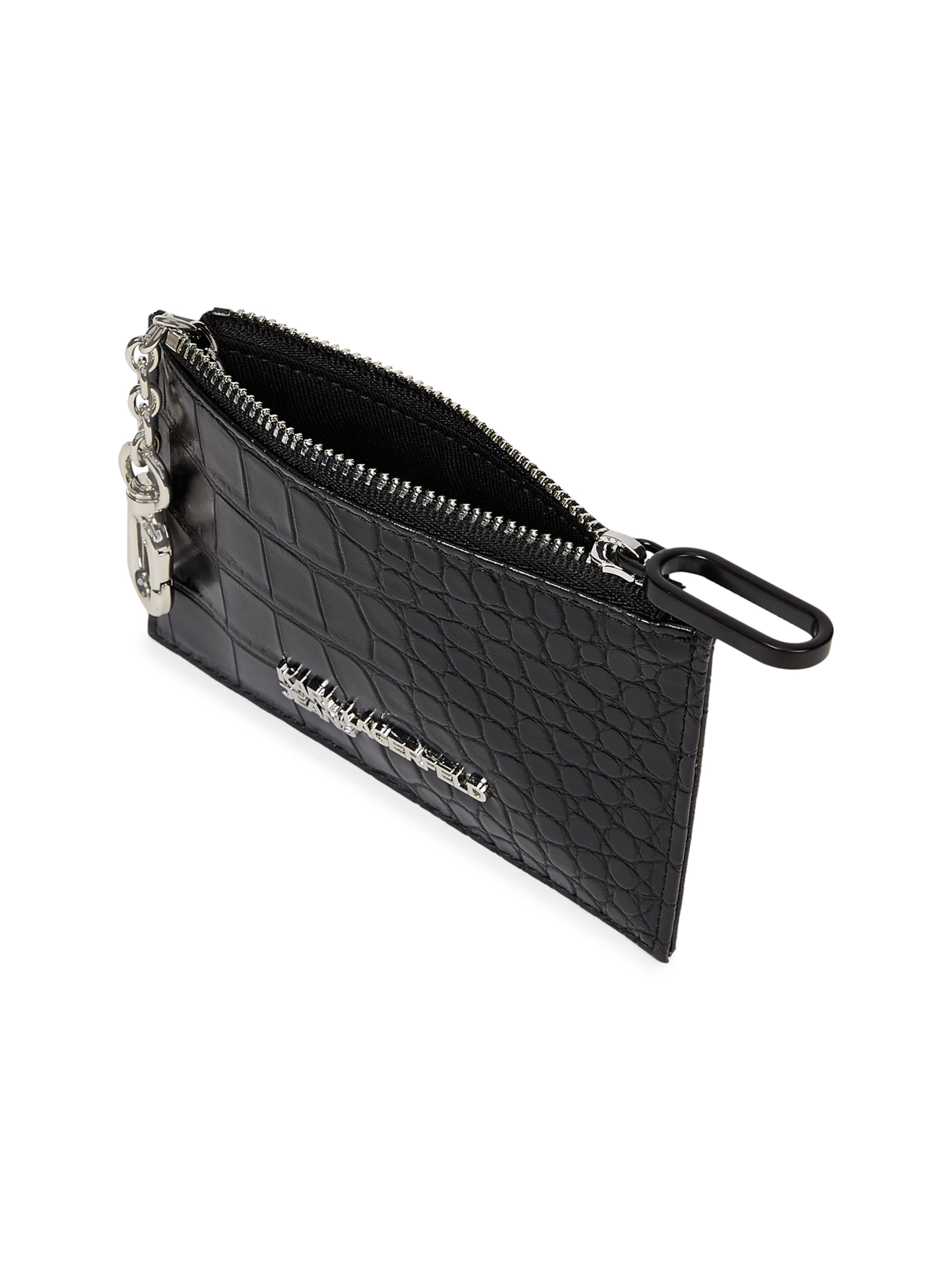 KARL LAGERFELD JEANS - Estojo ' METAL LOGO CROC ' em preto