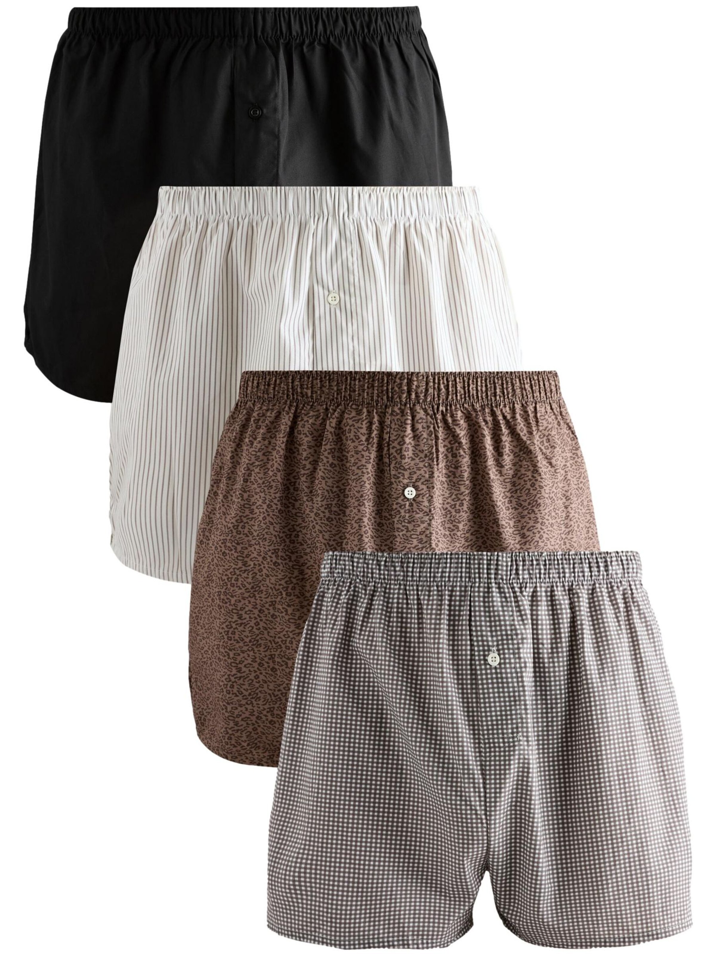 Next Bokserishortsit värissä ruskea / tummanruskea / musta / valkoinen, Tuotenäkymä