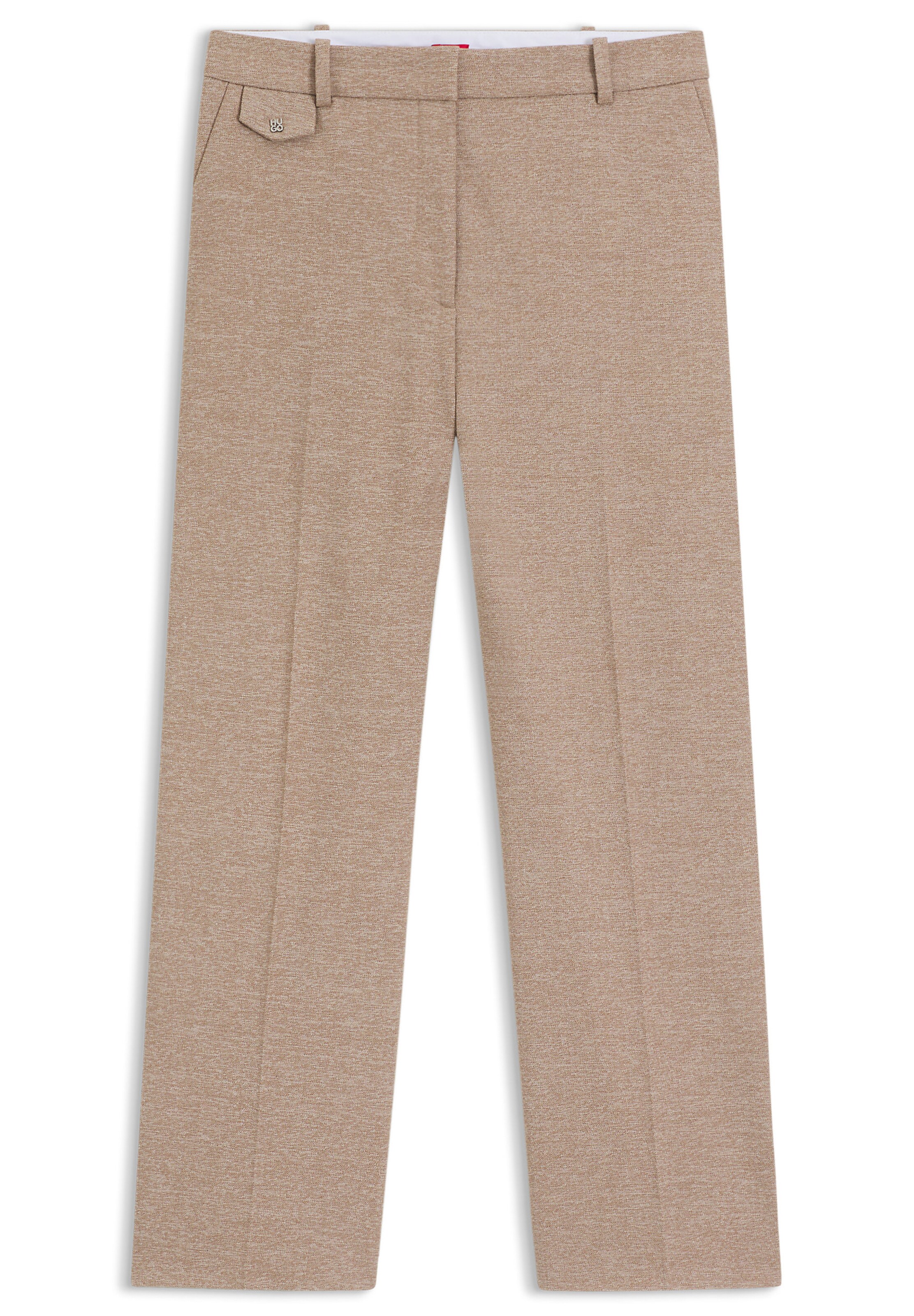 HUGO Loose fit Pleat-Front Pants 'Henore' in Beige: front