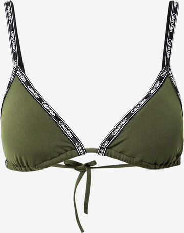 Calvin Klein Swimwear Bikini Top in Green: front