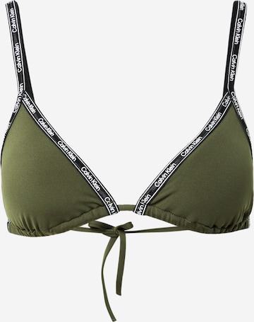 Calvin Klein Swimwear حمالة صدر مثلثة قطعة علوية من البيكيني بلون أخضر: الأمام