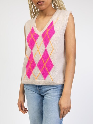 BROKE + SCHÖN Knitted Vest 'Pullunder mit Argyle Muster' in Beige