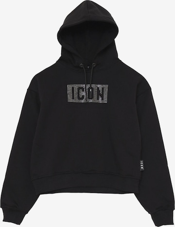 ICON Sweatshirt 'Strass logo' in Schwarz: Vorderseite