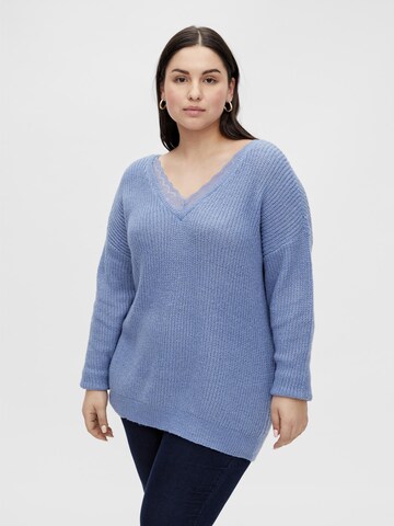 Vila Curve Sweater 'Glacy' in Blue: front