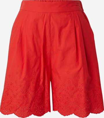 Marks & Spencer Regular Pleat-Front Pants in Red: front