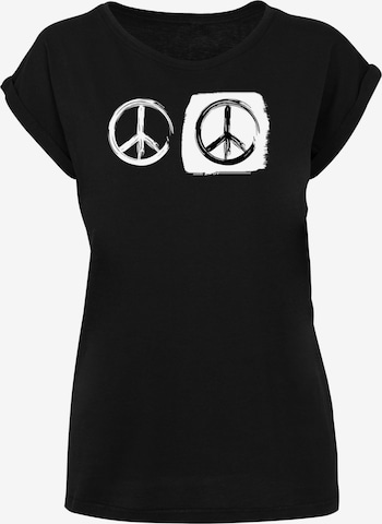 juoda Merchcode Marškinėliai 'Peace - Double Peace Black  Extended Shoulder': priekis