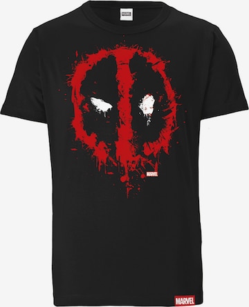 LOGOSHIRT Shirt 'Marvel Comics - Deadpool' in Black: front