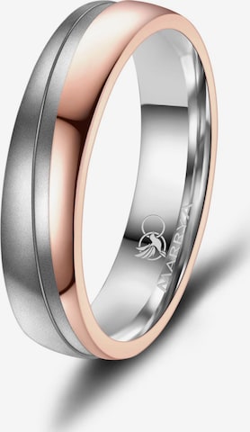 MARRYA Ring 'MARRYA ES-33 Eheringe aus Edelstahl - Silberfarben & Rosé' in Silber: Vorderseite