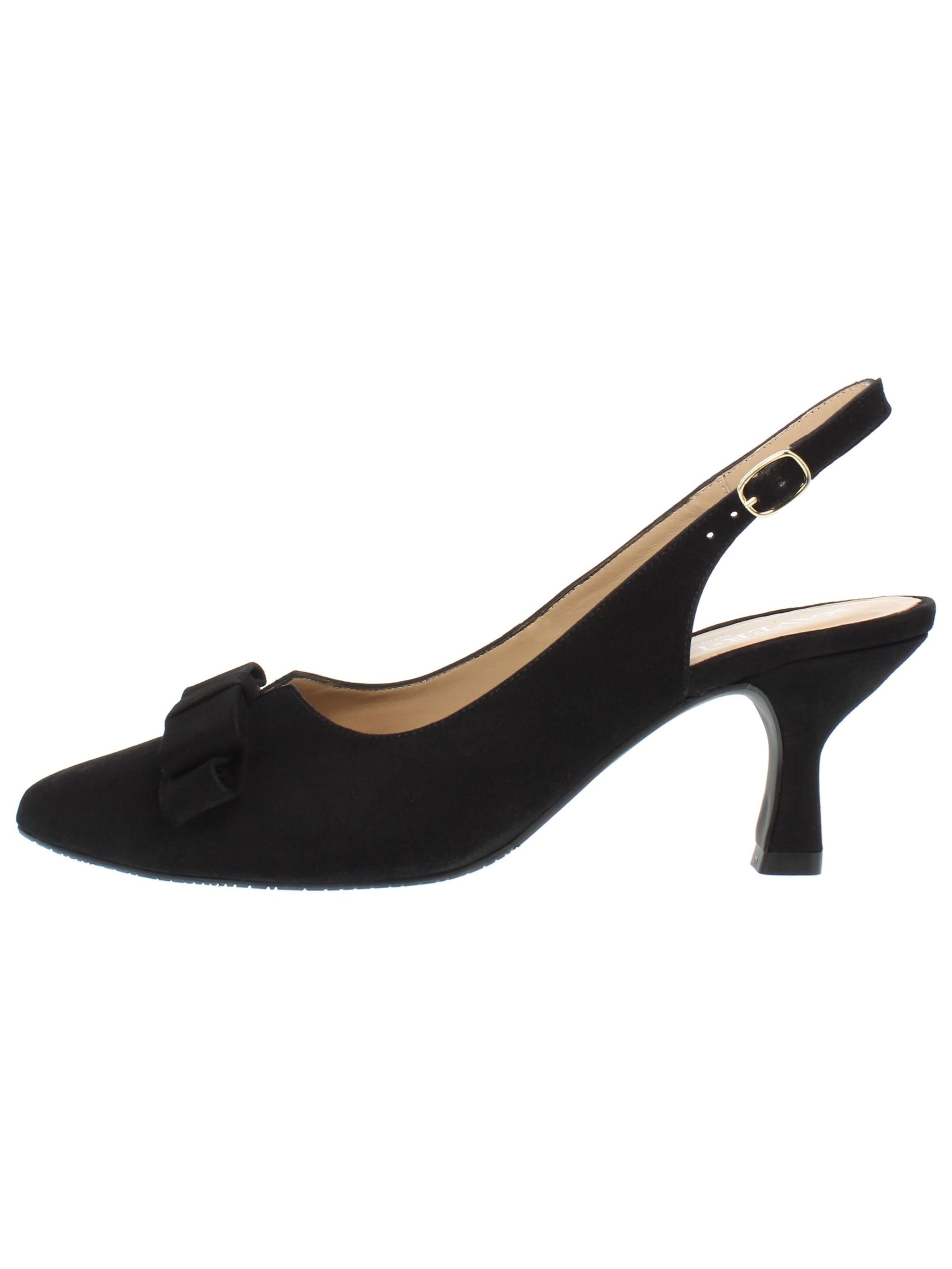 XAVER LUIS Schuhmanufaktur Slingpumps 'MARISA'‌‌‌‌‌‌‌‌ in Schwarz: Vorderseite
