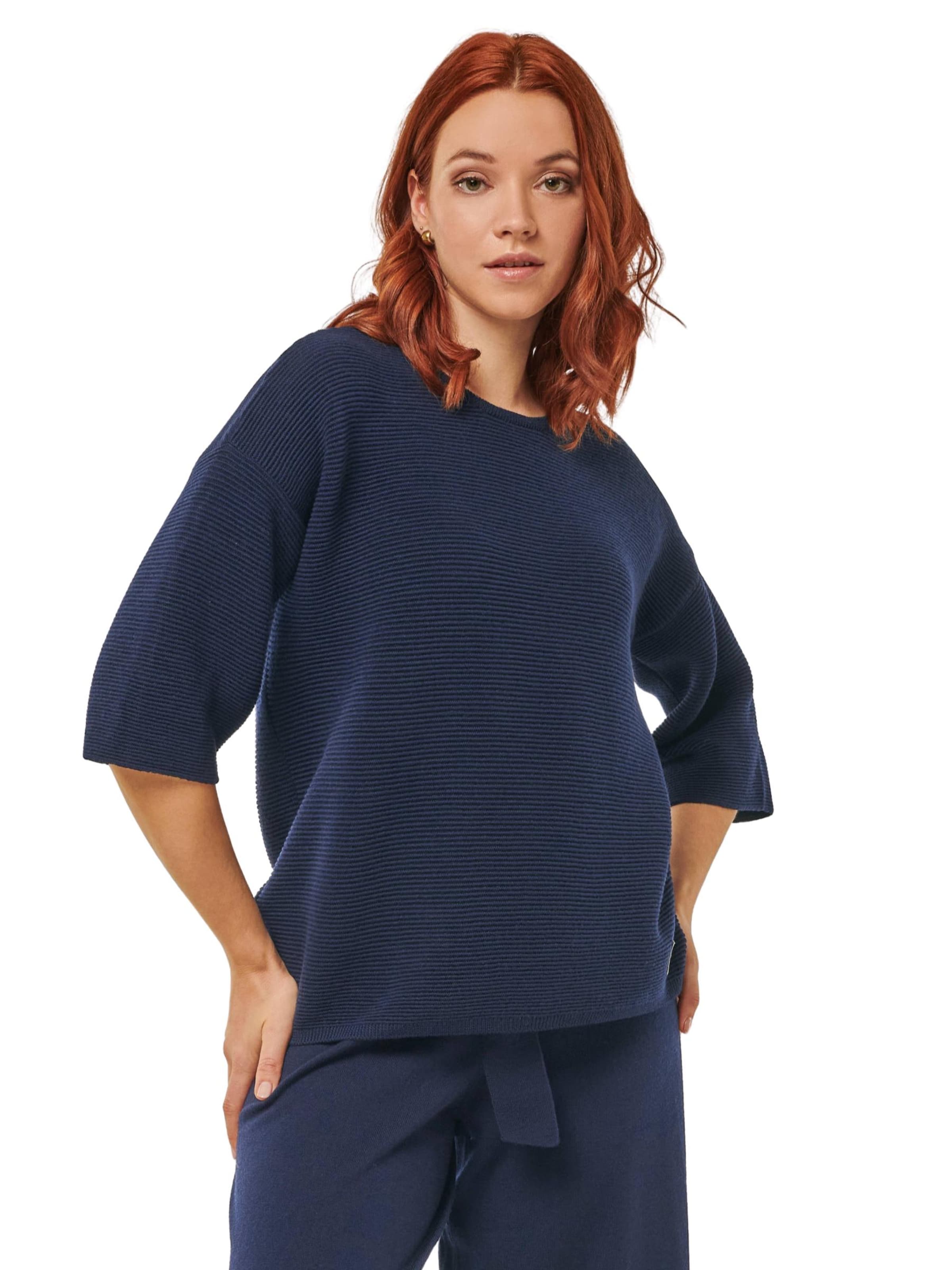 YOU LOOK PERFECT Trui 'PULLOVER FAY - Halbarm Pullover in Strukturstrick' in Blauw: voorkant