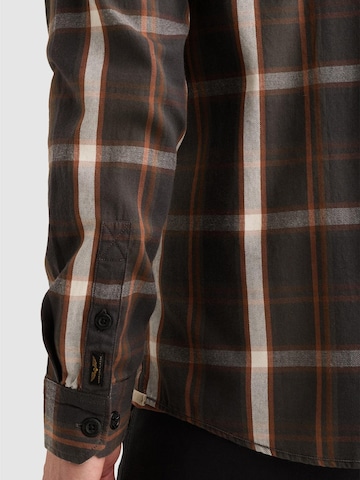 Coupe regular Chemise 'Shirt with lumberjack check pattern and herringbone texture' PME Legend en marron