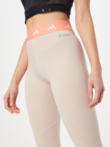 Skinny Pantalon de sport 'Techfit' ADIDAS PERFORMANCE en beige