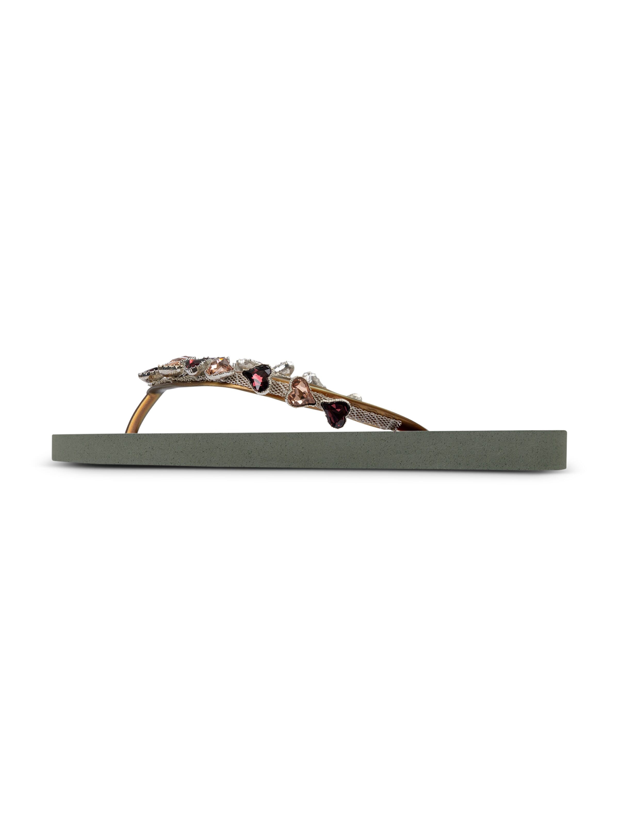 Uzurii Luxury Footwear Zehentrenner 'Heart' in Grün: Vorderseite