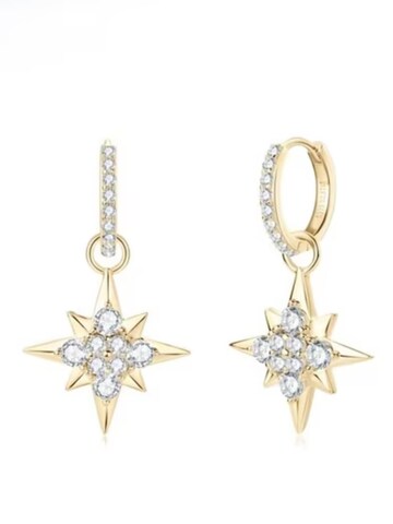 ROUGEMONT Jewellery Earrings 'Funkelnde Moissanit Creolen Stern Design' in Gold: front