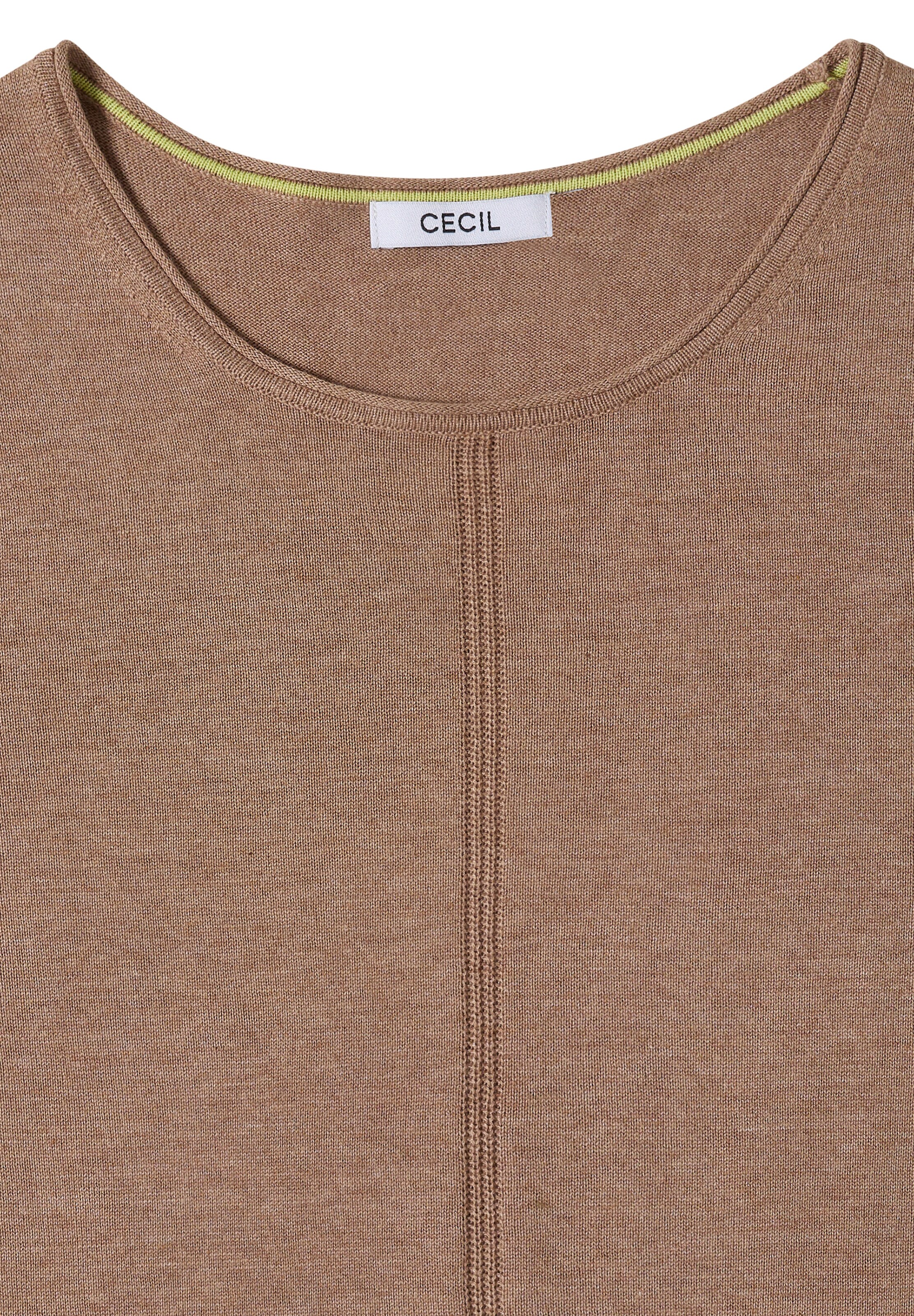 CECIL Basic Pullover mit Rundhals in Unifarbe in Braun