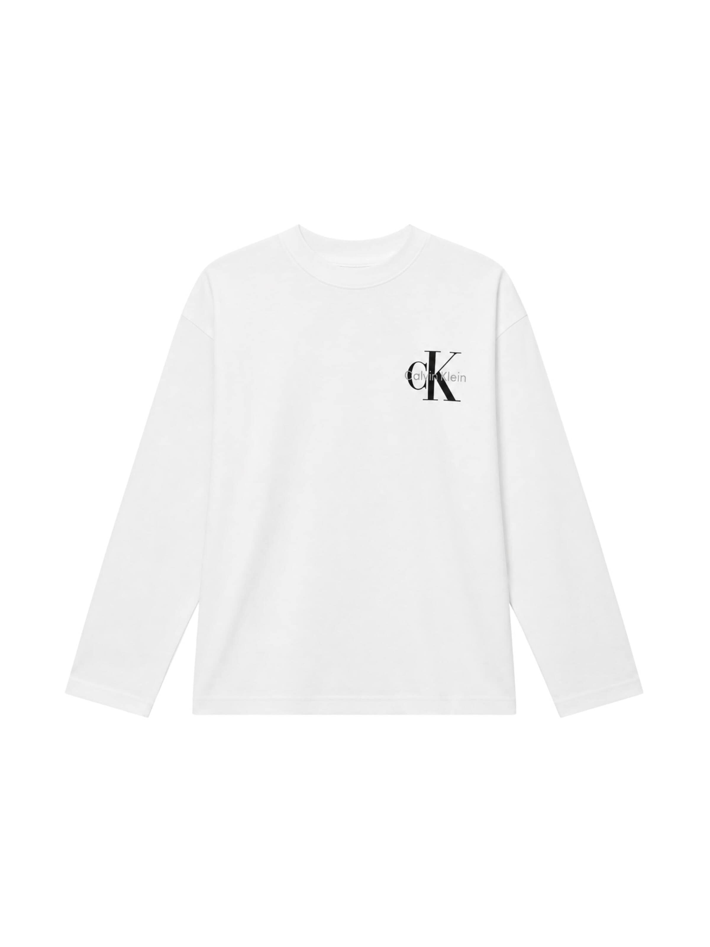 Calvin Klein Kids Shirt 'CALVIN KLEIN  JEANS kids SMALL CHEST MONOLOGO LS T-SHIRT T-SHIRT' in White: front