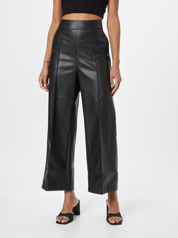 Wide leg Pantaloni con piega frontale di Warehouse in nero: frontale