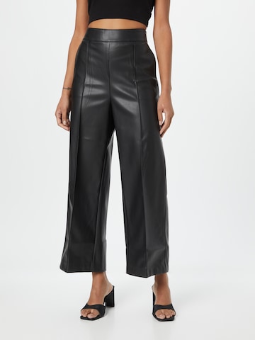 Warehouse Wide leg Trousers with creases in Black: front