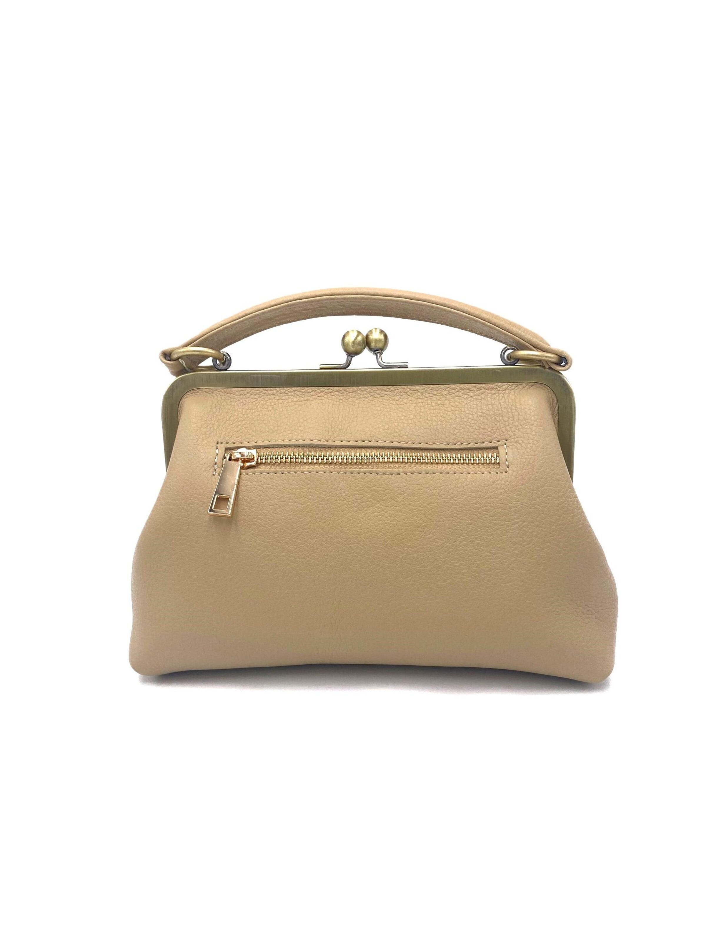 Taschenkinder Handbag 'Kleine Olive – Leder Handtasche & Umhängetasche' in Beige
