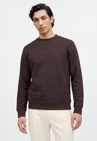 BOSS Sweatshirt 'WeSmall' in Brown: front