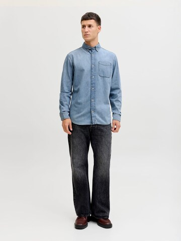 JACK & JONES Comfort fit Button Up Shirt 'Brook' in Blue