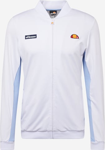 ELLESSE Athletic Zip-Up Hoodie 'Crusoe' in White: front