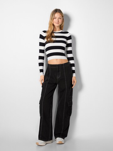 Bershka Wide leg Cargojeans i svart