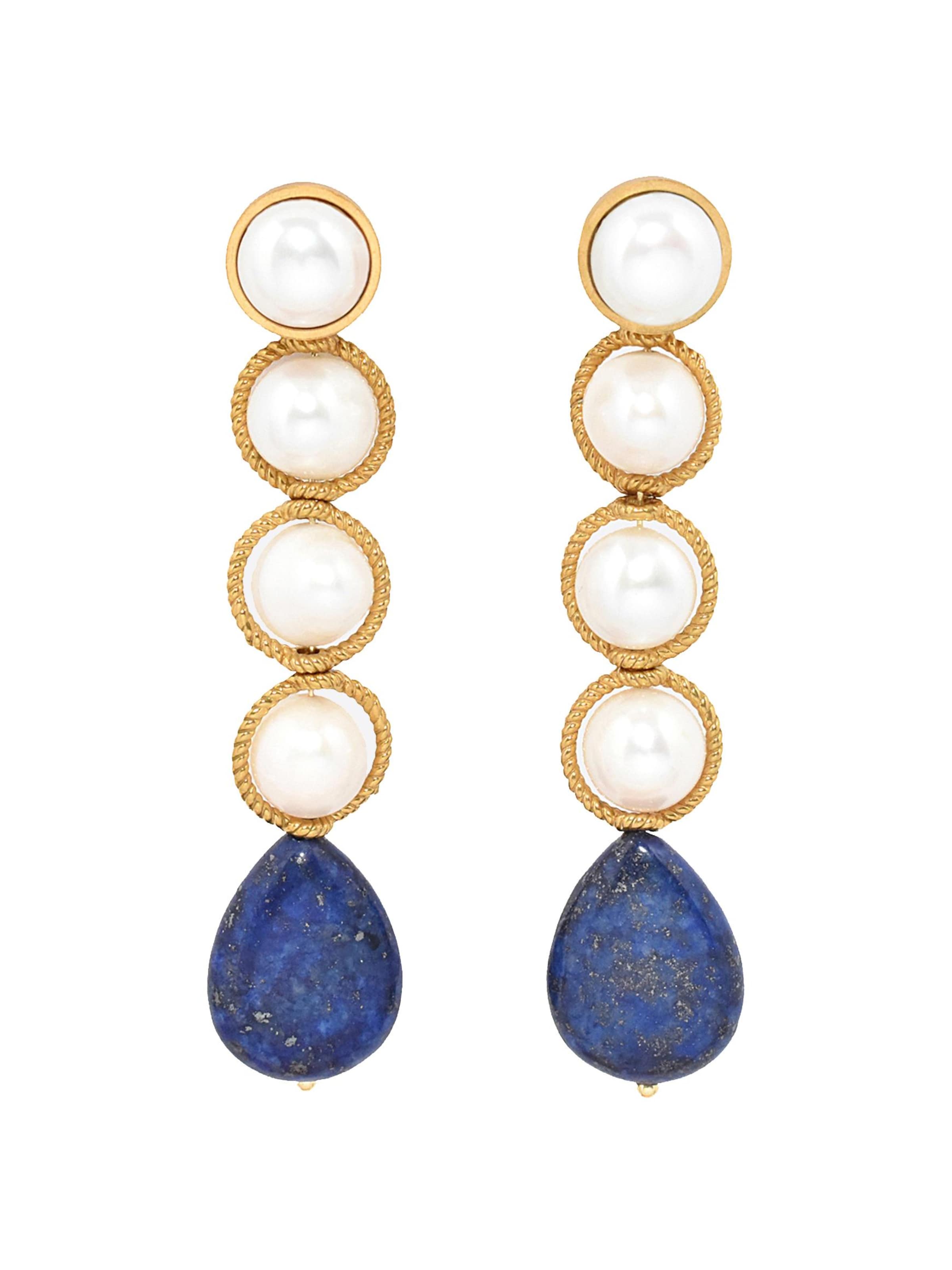 PUABI Earrings 'Amara Lapis Royale' in White: front