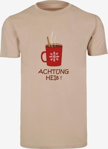 T-Shirt 'Achtung Heiss' Merchcode en beige : devant