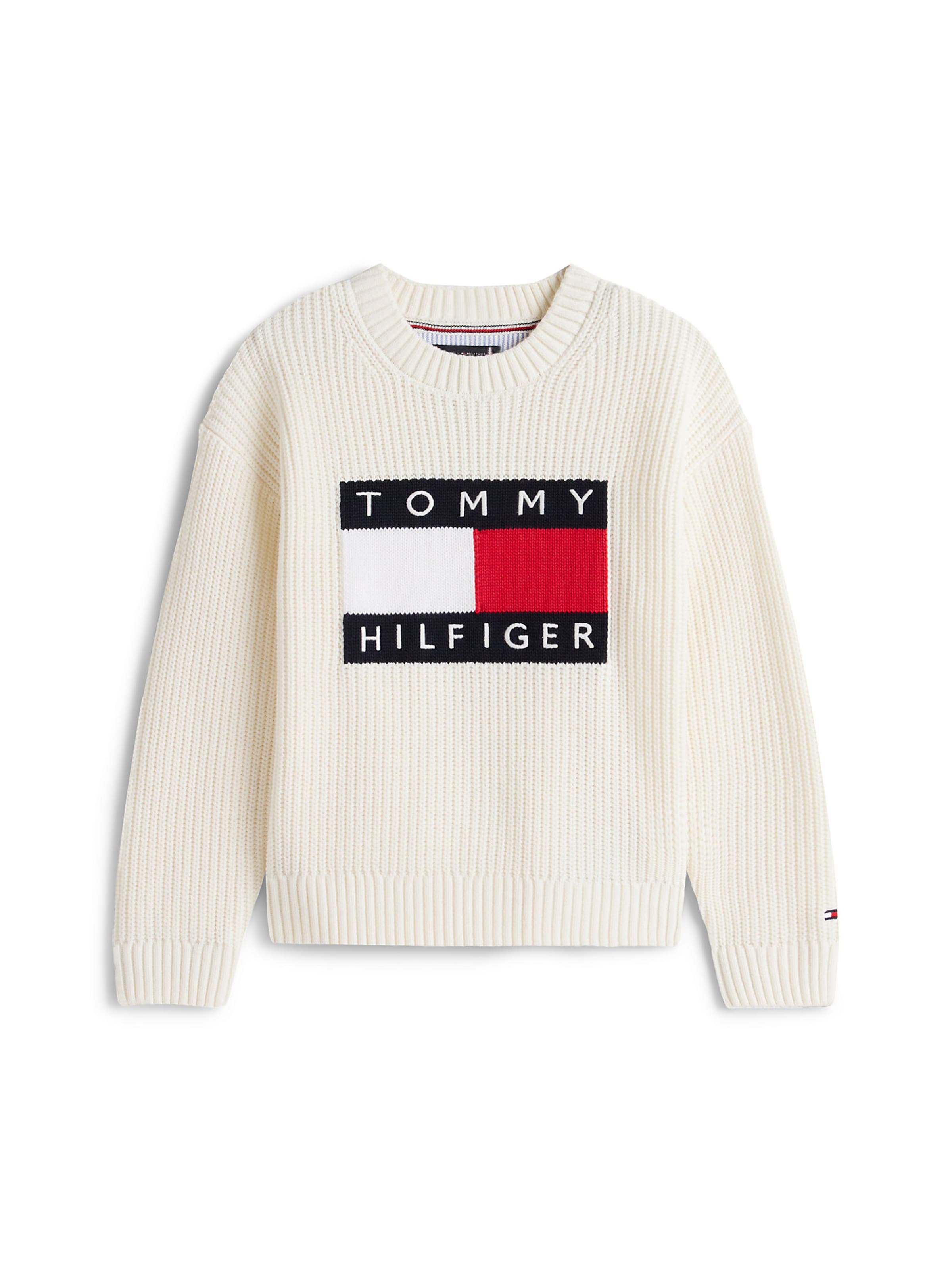 TOMMY HILFIGER Svetr 'Heritage' – bílá: přední strana