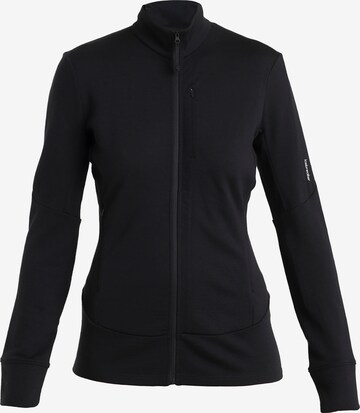 ICEBREAKER Athletic Zip-Up Hoodie 'Quantum IV' in Black: front