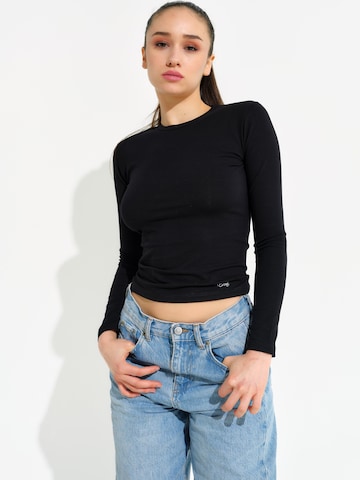 Evoni T-shirt Underwear sets 'Brazilian Slip mit Langarmshirt' in Black