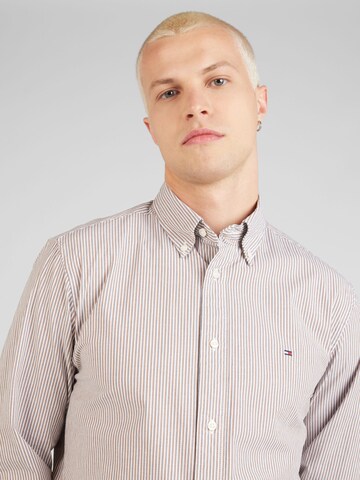 TOMMY HILFIGER Regular fit Button Up Shirt 'FLEX' in Brown